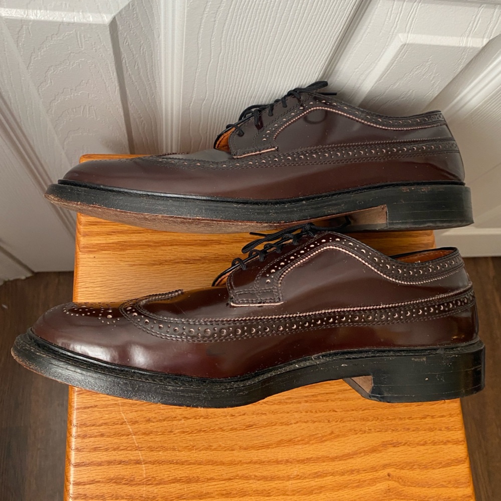 VINTAGE 1960s DEXTER Chancellors Burgundy Leather Wingtip Derby Shoes 9.5 E - Picture 6 of 15